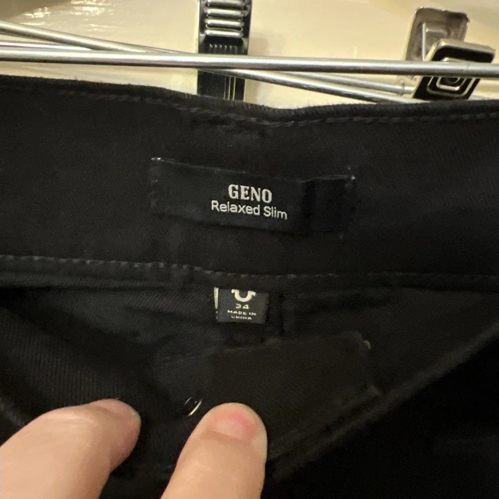 True Religion Black Geno No Flap Relaxed Slim Jeans Mens Size 34X32 $149 NWT NEW